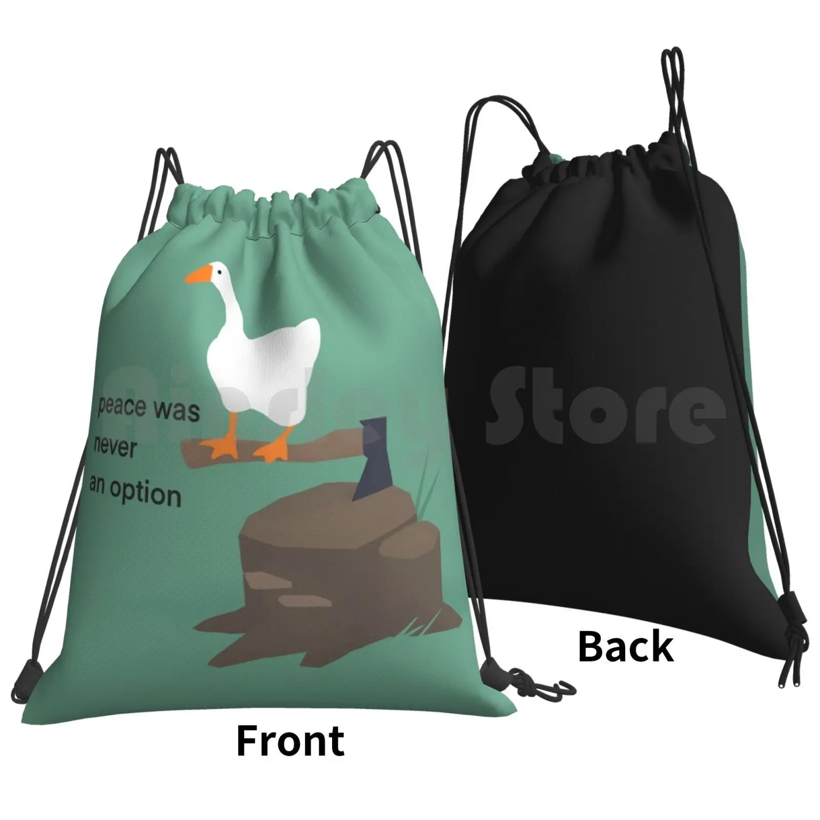 Untitled Goose Game Meme : Peace Was Never An Option Backpack Drawstring Bags Gym Bag Waterproof Untitled Goose Game Meme