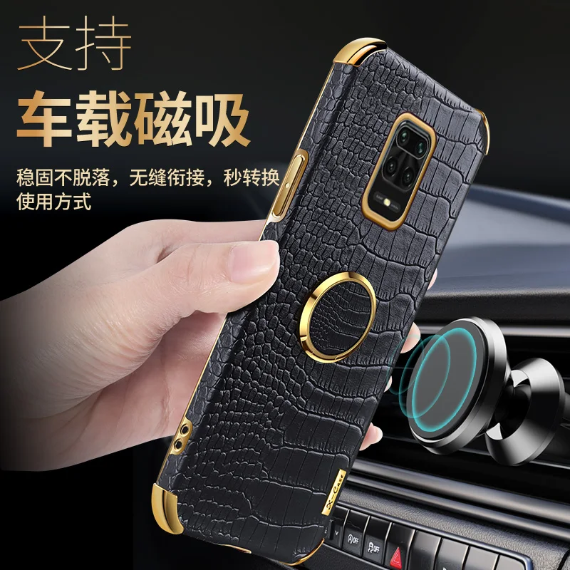 Para xiaomi redmi nota 8 9 pro max 9s caso de luxo macio couro do plutônio com anel suporte capa protetora para redmi 9 9a 9t