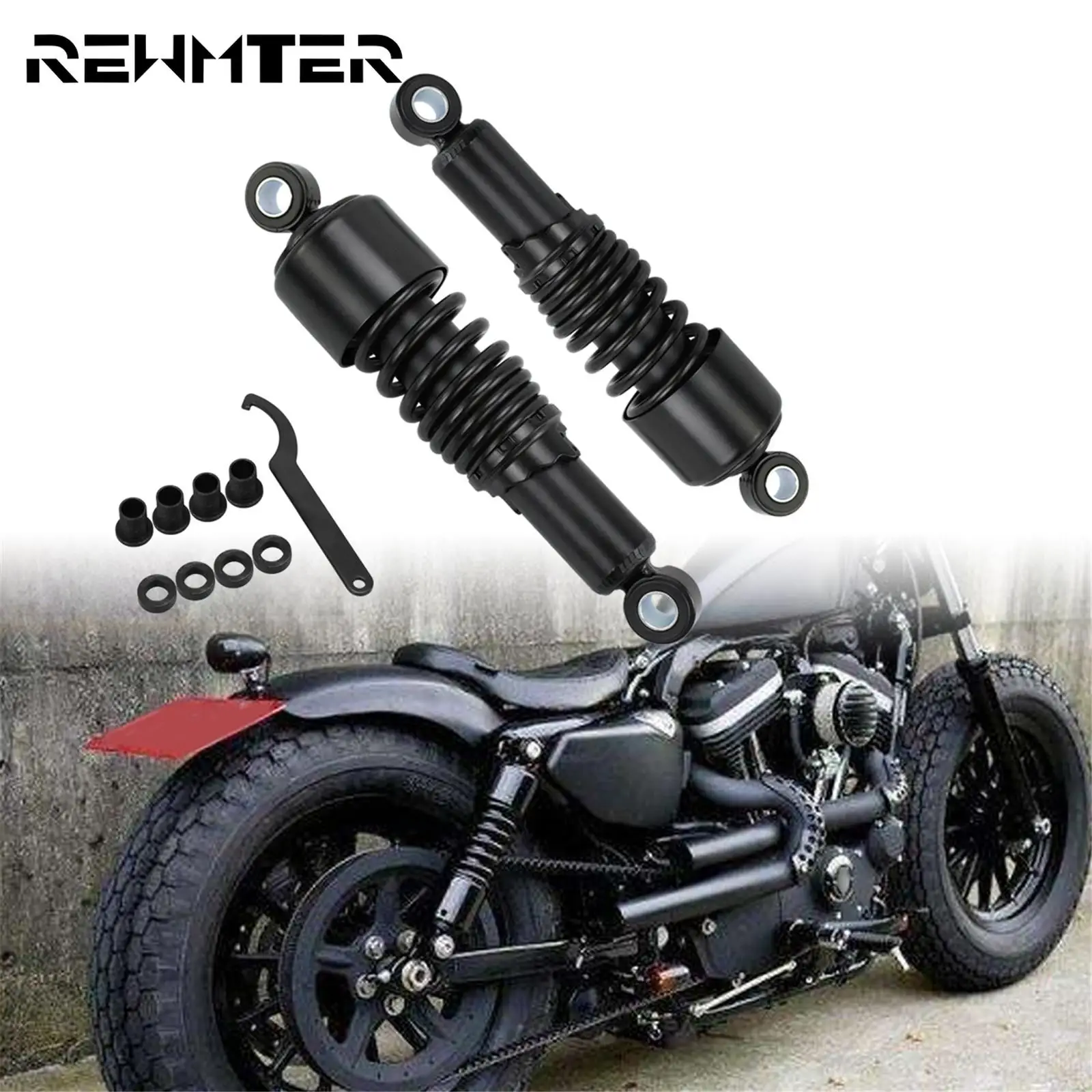 

Universal Motorcycle 267mm 10.5" Rear Shock Absorbers Lowering Black For Harley Sportster XL 883 1200 Touring Electra Glide FLHR