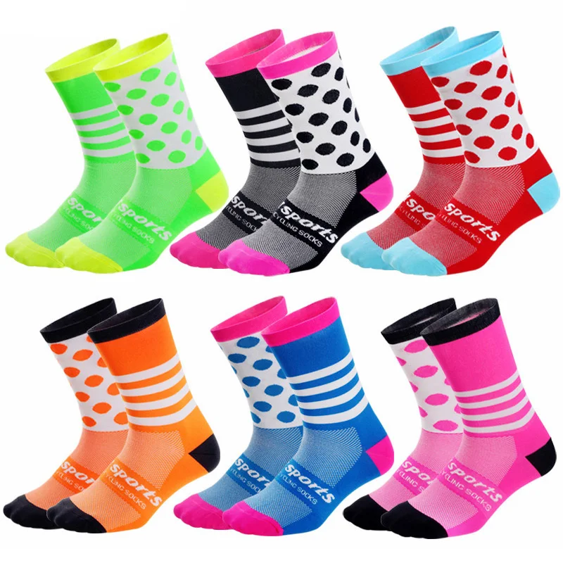 3 pairs Asymmetry Wave point Sports Socks Wearable Sweat Cycling  Socks for Man Woman Cycling Running Outdoor Sports