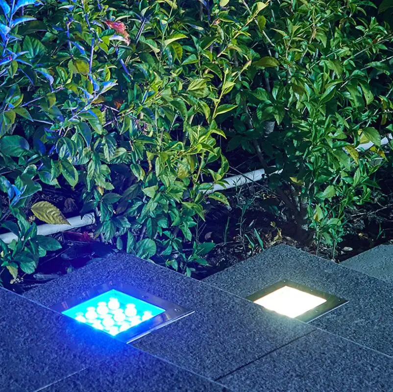 Luz LED subterránea para exteriores, lámpara de pie impermeable IP68, 9W, punto de tierra, paisaje, camino de jardín, patio enterrado