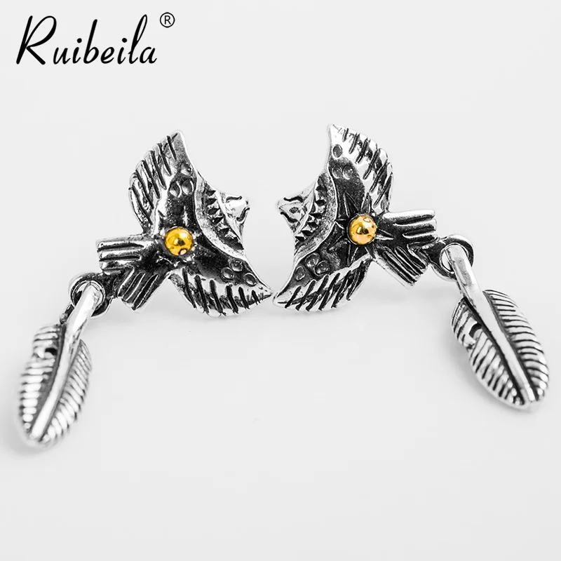 ruibeila925 argent indien aigle volant aigle en argent sterling pendentif boucles d'oreilles rétro hommes boucles d'oreilles