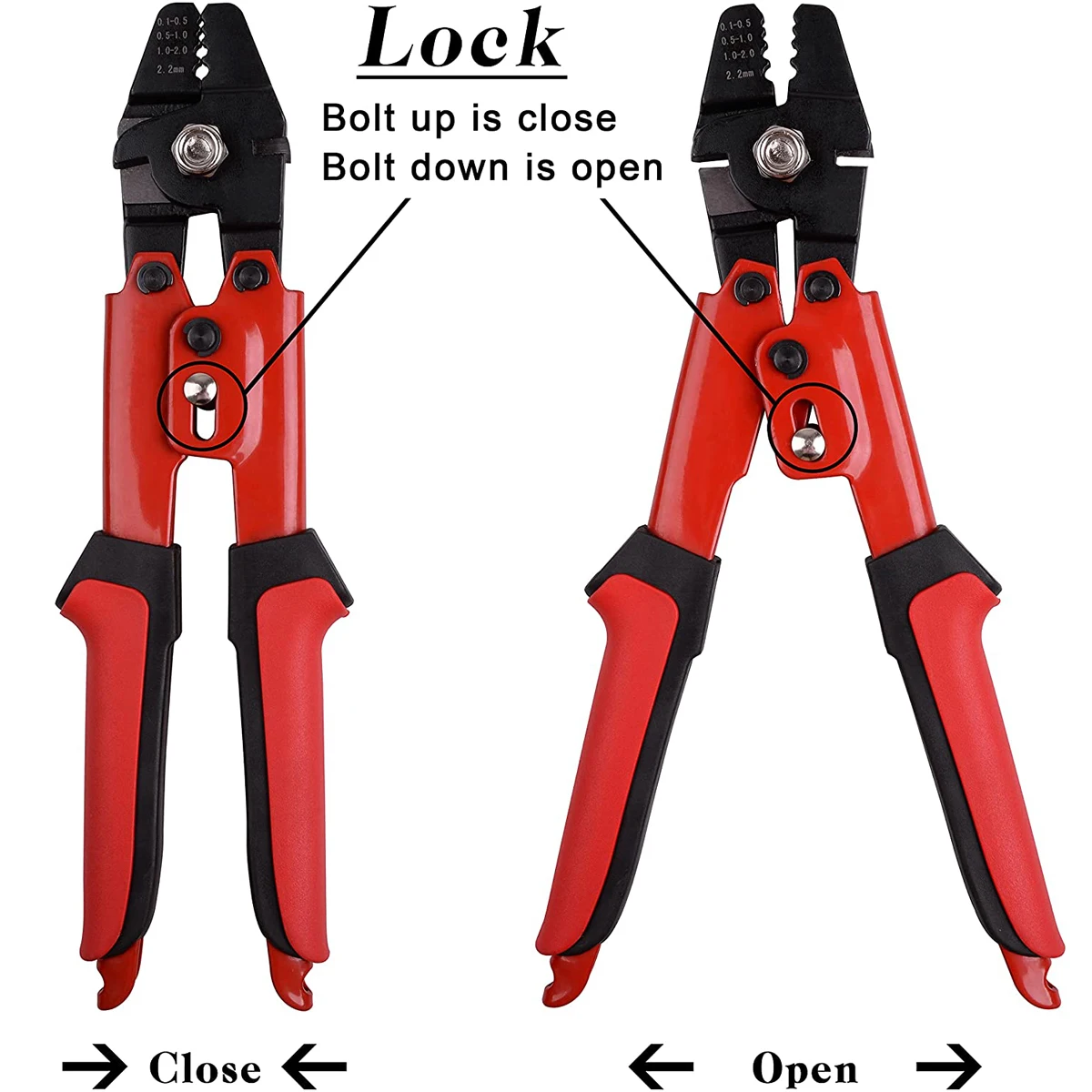 Wire Rope Crimping Plier Fishing Swaging Tool Cable Crimps up to 2.2mm Aluminum Tube Double Barrel Ferrule Loop Sleeve Tool