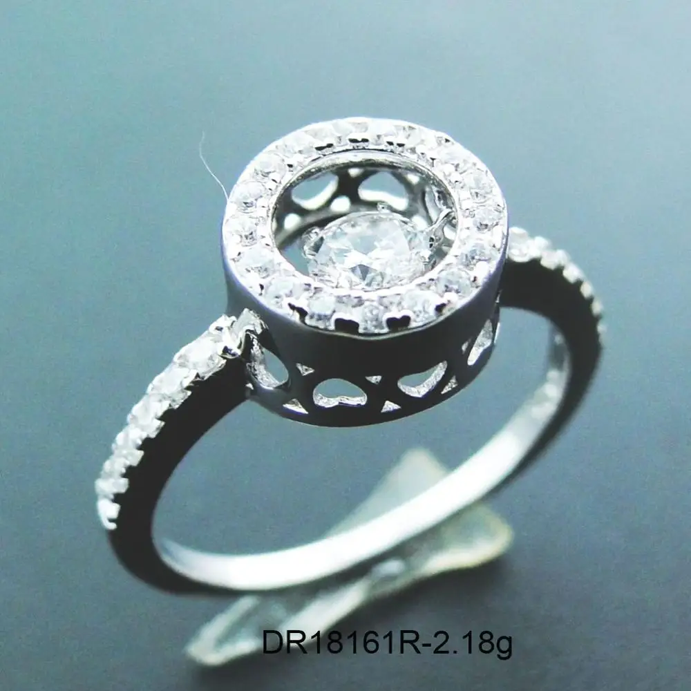 Hot Selling 100% 925 Sterling Silver Dancing CZ Ring For Women Engagement Wedding Party Birthday Gift Jewelry