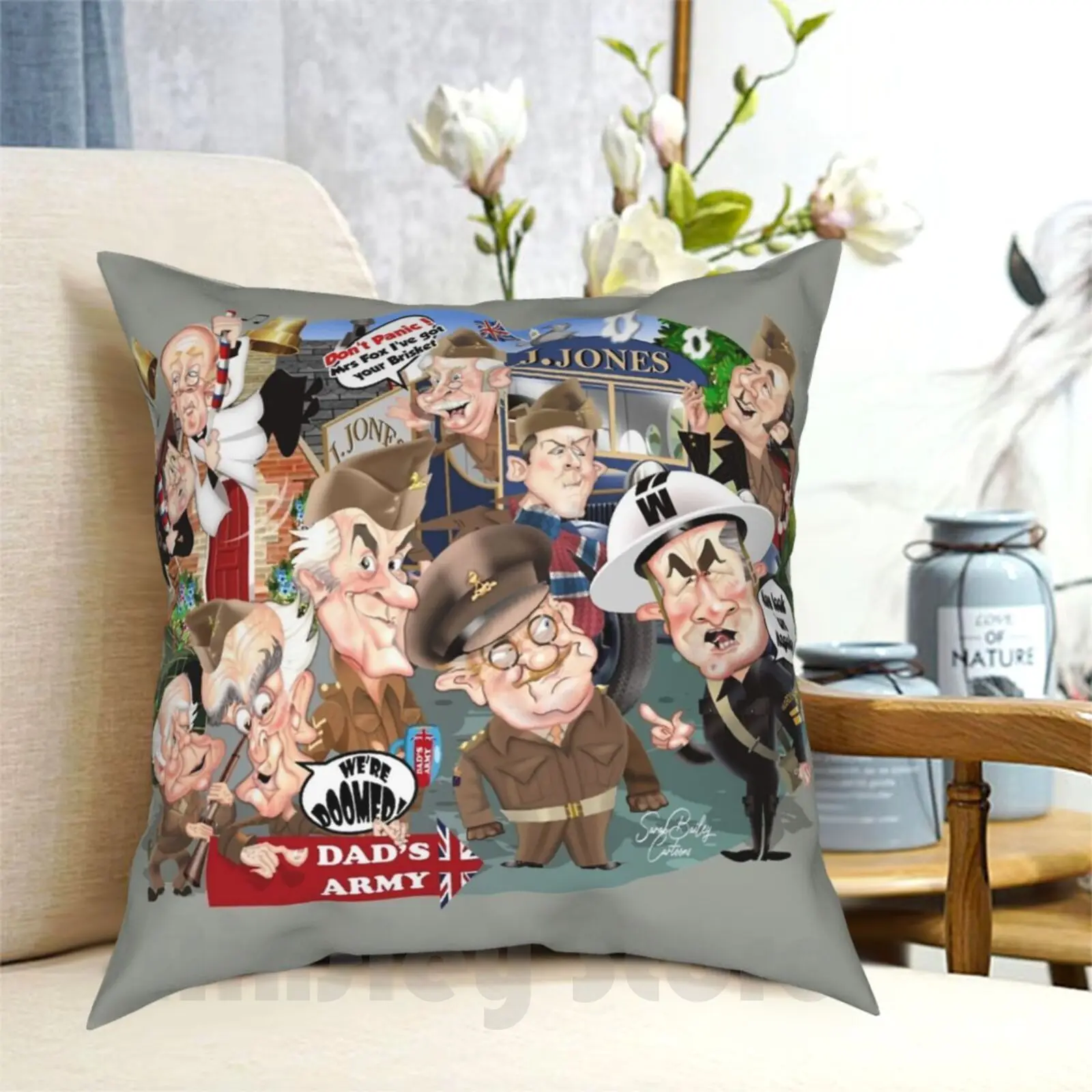 Funda de almohada colectiva del ejército de papá, almohada suave estampada para el hogar, protector para el hogar de la Vera Lynn del ejército de papá