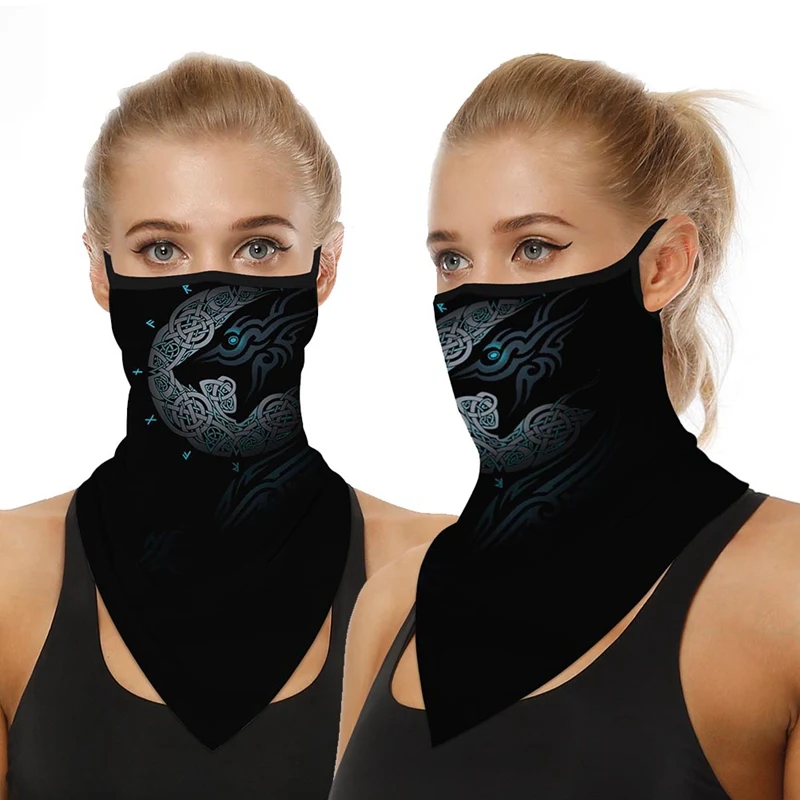 Popular Totem Digital Printing Face Cover Neck Gaiter Hanging Ear Triangular Binder Cycling Headscarf Balaclave Bandana