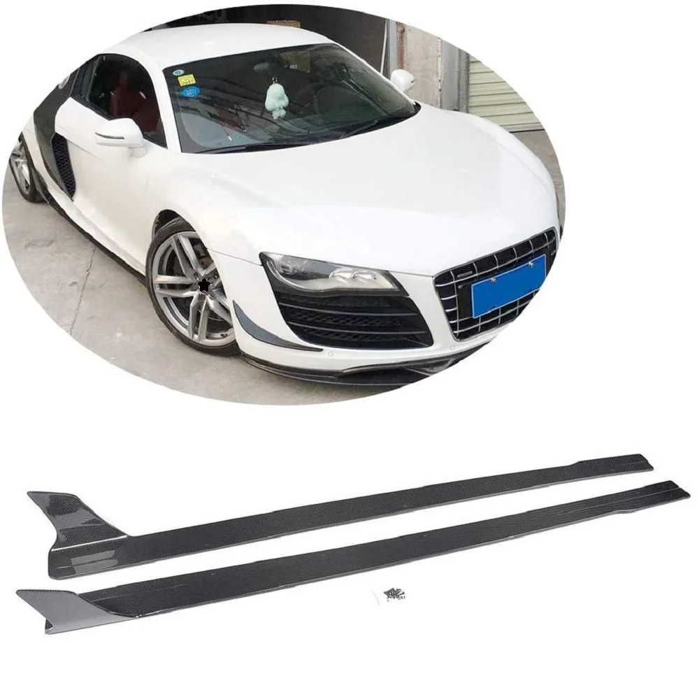 

Car Body Kit Accessories Carbon Fiber Side Skirts Extension Lip For Audi R8 V8 V10 GT Spyder Coupe Convertible 2007-2015