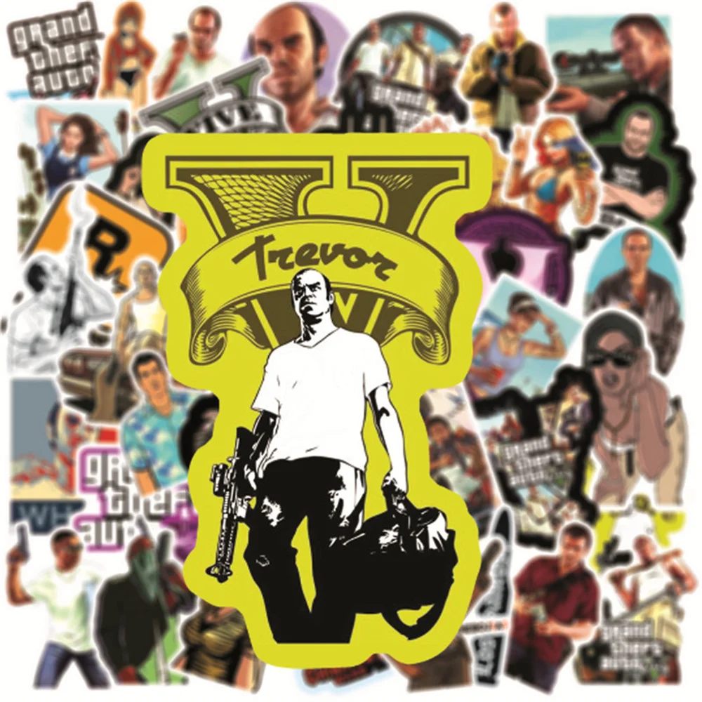 10/30/50PCS Grand Theft Auto GTA Game Graffiti Sticker Waterproof Laptop Car Guitar Trolley Case Refrigerator Water CupWholesale