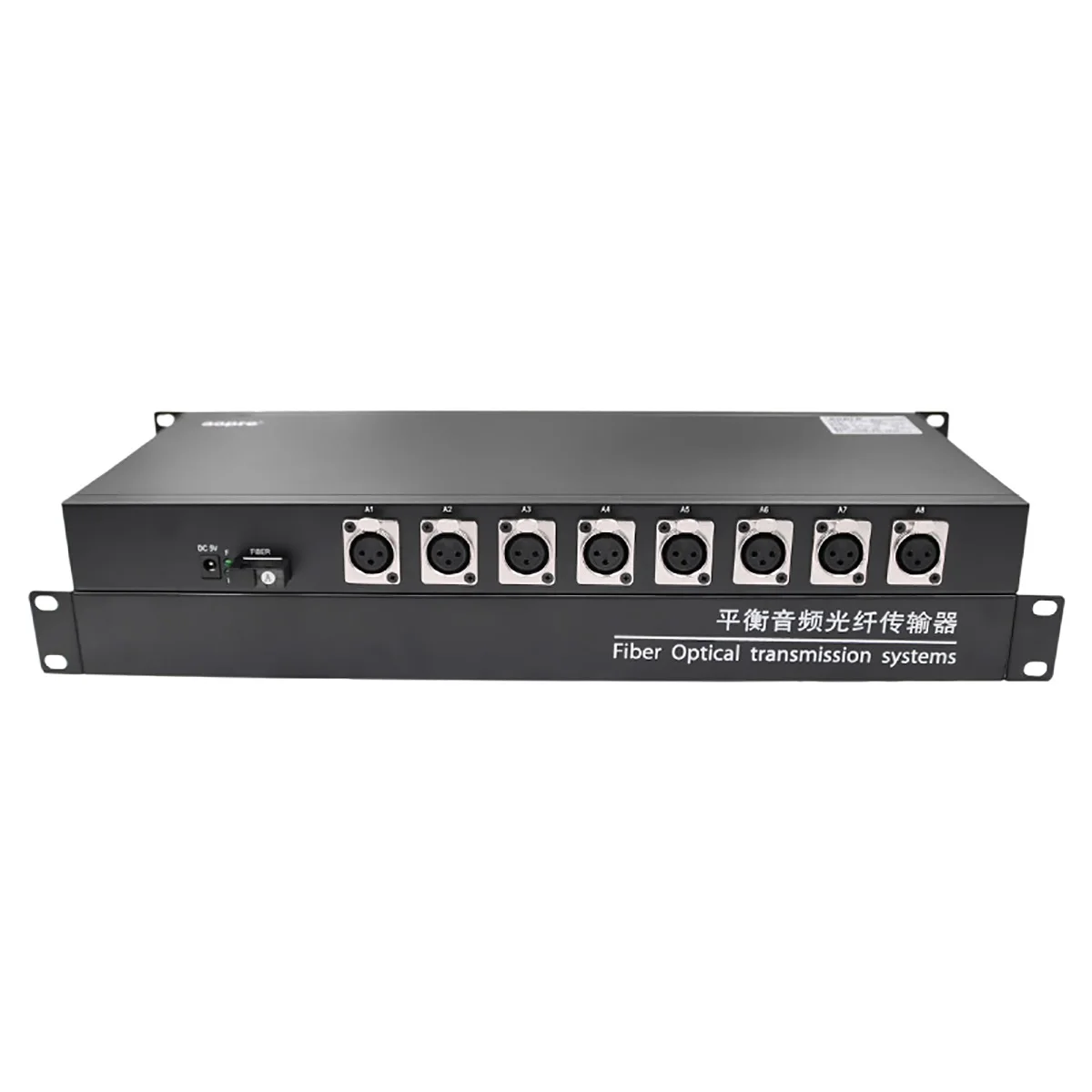 8 ports XLR Balanced Audio Extender Over Fiber Optic 20Km,Uncompressed Audio to Optical Fiber Extension Transmitter and Receiver