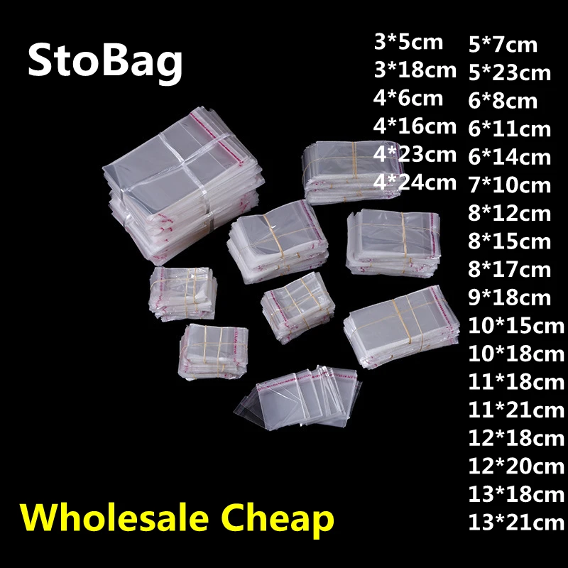 StoBag 5000pcs Cheap Wholesales Clear Self Adhesive Cello Bag OPP Self Sealing Plastic Bags Gift Jewelry Packaging Candy Pen