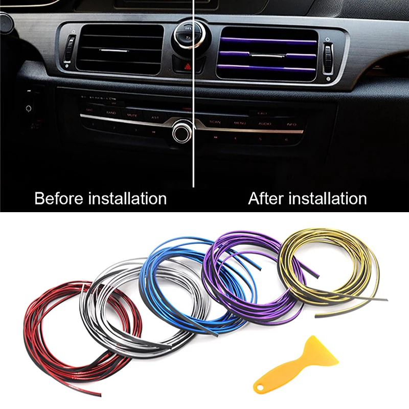 Universal Car Chrome Styling Accessories 5M DIY Moulding Trim Interior Dashboard Edge Door Protection Auto Decoration Strip Line