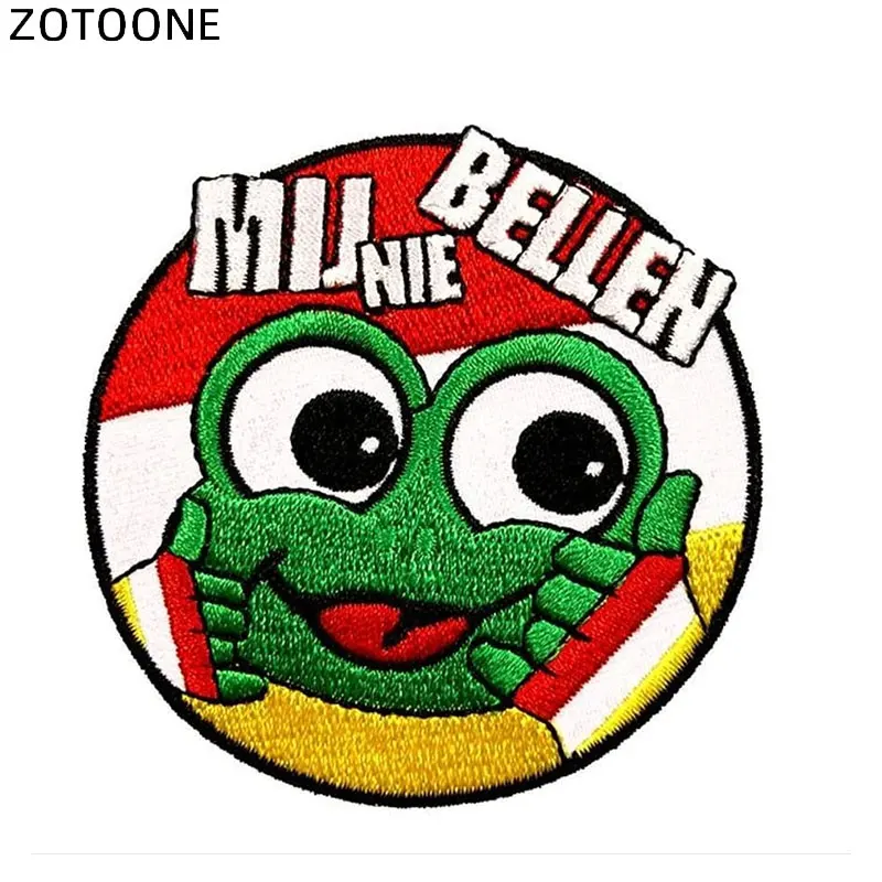 ZOTOONE Iron on Patches Oetel donk Embroidered Frog Carnival for Netherland Patches for Clothing Stripes Stickers DIY Badges H