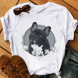 Cute French Bulldog Graphic Print T Shirts Women Harajuku Ullzang Fashion T-shirt 90s Graphic Funny Tshirt Summer Top Tee Female