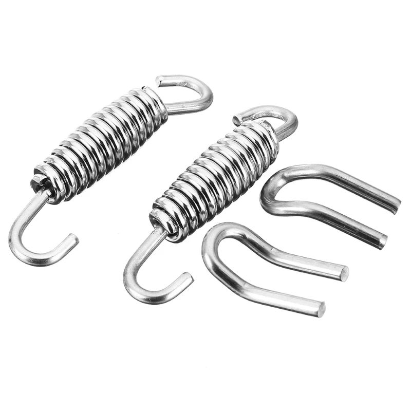 6PCS Springs+12PCS Hooks Stainless Steel Spring Hook Motorcycle Exhaust Pipe Muffler Springs Hooks Motorcycle Accessories