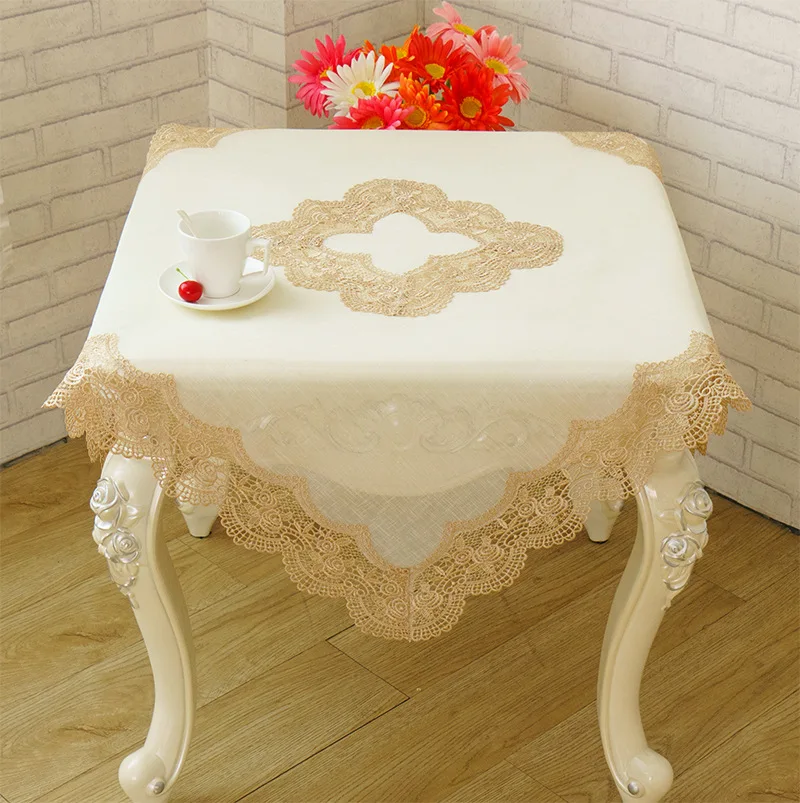 Simple cloth table, lace tablecloth, white tea table cloth, slub yarn round table cloth, bedside cabinet cover