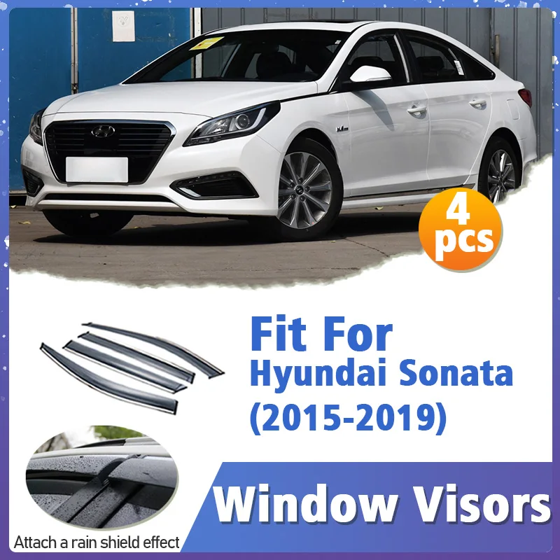 

Оконный козырек для Hyundai Sonata 2015-2019, вентиляционная крышка, отделка, навесы, защита от солнца, дождя, дефлектор, автоаксессуары