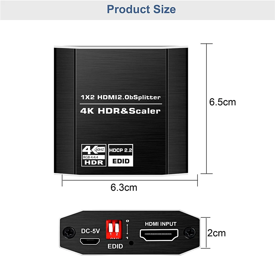 Navceker 1 duplikat do 2 HDMI wyświetla 4K @ 60Hz rozdzielacz HDMI 1 w 2 Out ze skalarnym kablem kabel HDMI o dużej szybkości transmisji wsparcie