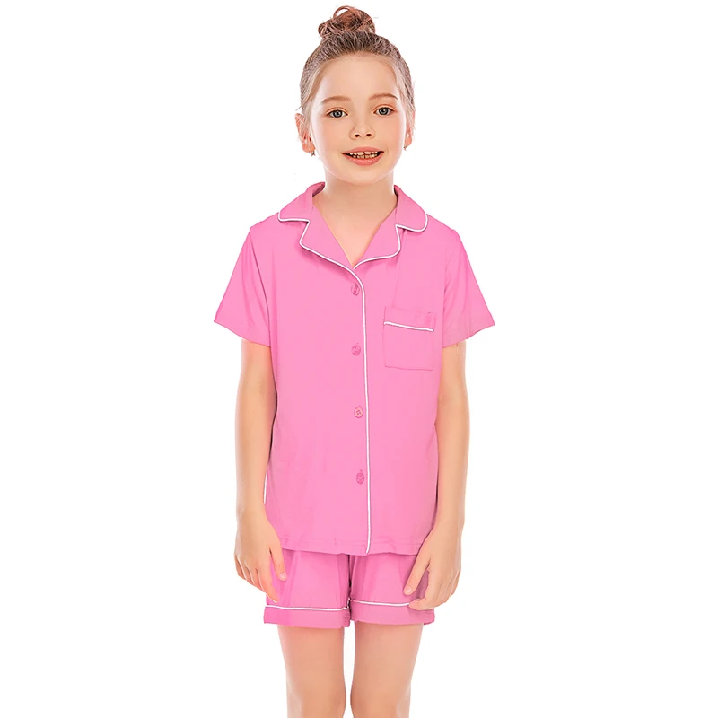 Aamikast Pabumbubu Girls Boys Pajama Sets Short Sleeve Soft Sleep Wear with Button Home Night