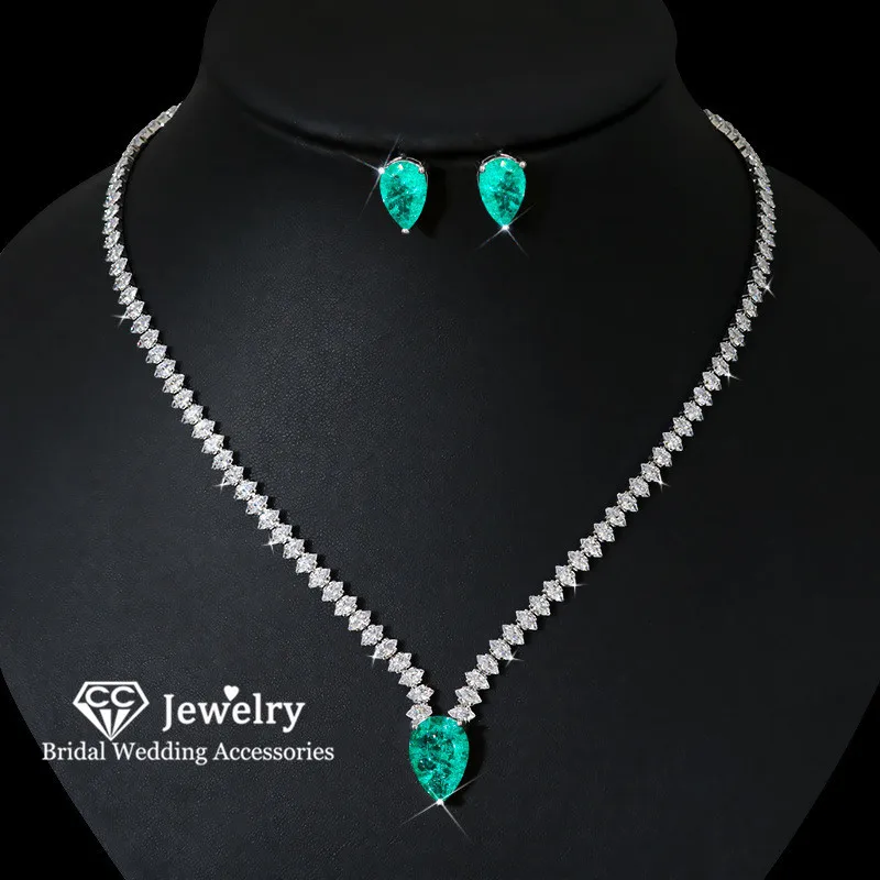 

CC модные серьги и ожерелья для женщин, свадебные аксессуары, обручальные украшения, свадебное платье, простые комплекты ювелирных украшений для вечеринок HL030