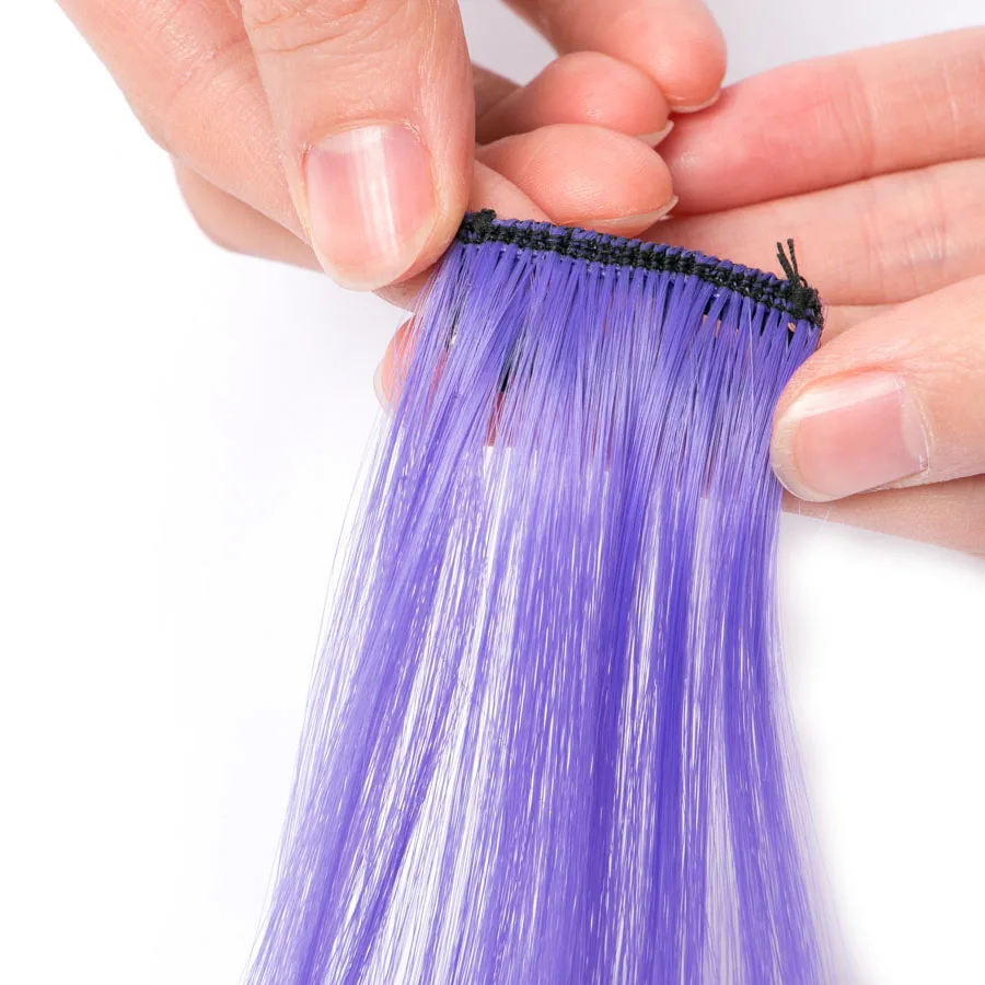 Clip In One Piece Synthetic Hair Extensions Color Strips 20'' Long straight Hair Clip hair Pure Color