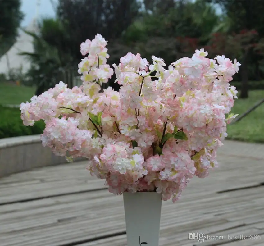 

Artificial Slik Cherry Blossoms bunches Wedding home Party Fake Sakura stem Silk flower DIY tree Decorations plum decoration