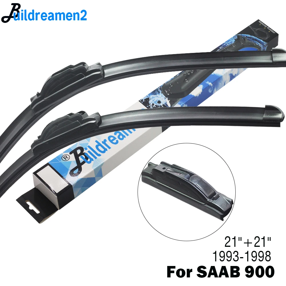 Buildreamen2 2 X Car Wiper Blade Windscreen Rubber Wiper Accessories For SAAB 900 Fit Hook Arms 1993 1994 1995 1996 1997 1998