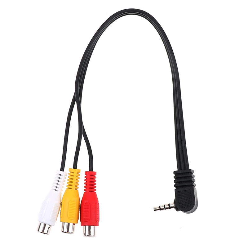 High Speed 90degree 3.5 mm Male Jack To 3 RCA Female Plug Adapter Audio Converter Video AV Cable Wire Cord