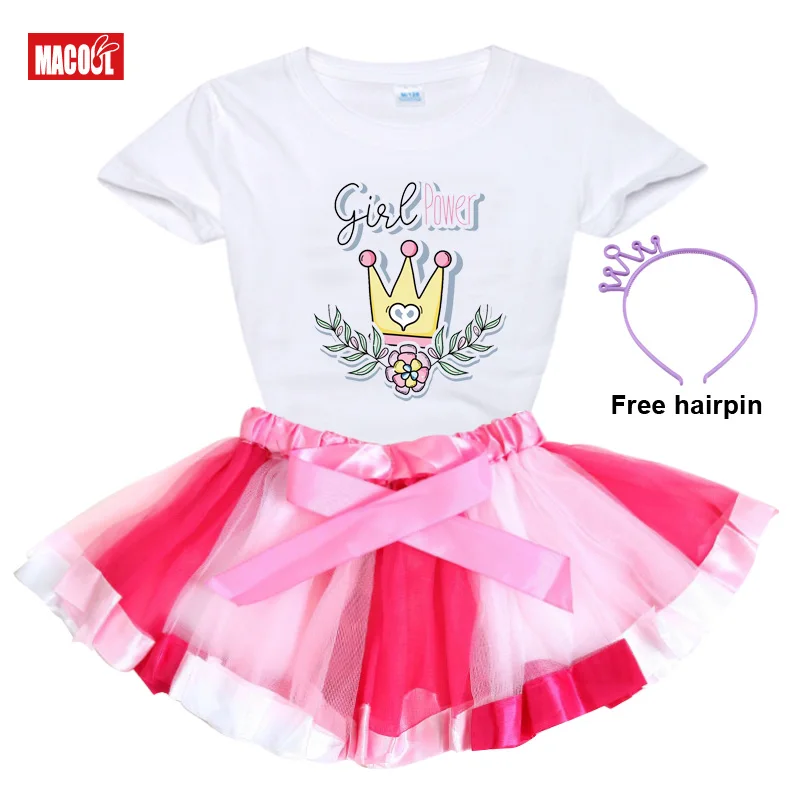 

2021 Kids Birthday Girl Ourfit Set Cartoon Princess Clothing Rainbow Tutu Skirt Children T Shirt Summer Dress Suits 2 Piece Sets