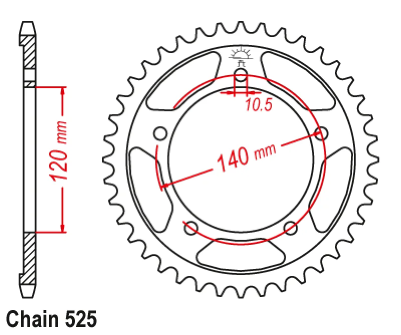 525 Motorcycle Rear Sprocket For 600 TT 2004 600 Daytona 03-05 Suzuki GSX-R600 01-05 GSR600 GSX-R750 06-10 DL650 04-20