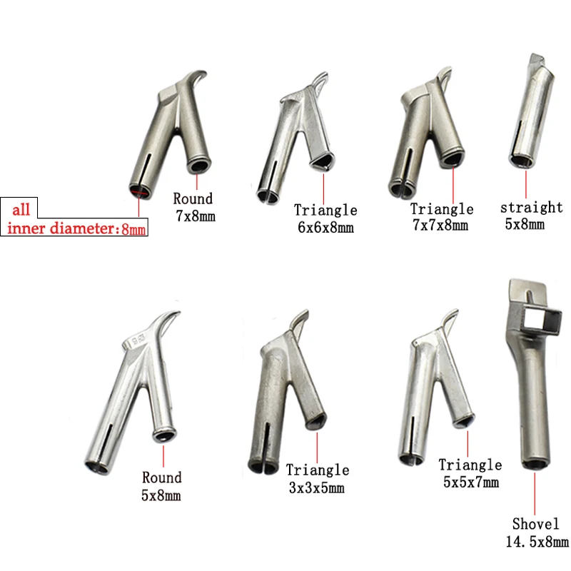 Puntas de soldadura de velocidad, boquilla Triangular plana y redonda para soldador de plástico de PVC, suministros de soldadura de aire caliente, 1