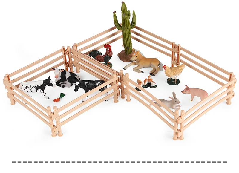 Oenux Simulation Bauernhof Zaun Szene Spielzeug Bäume Haus Bauer Einhorn Tiere Modell Miniatur Handwerk Hause Dekoration Nette Kinder Geschenk – Detail 9