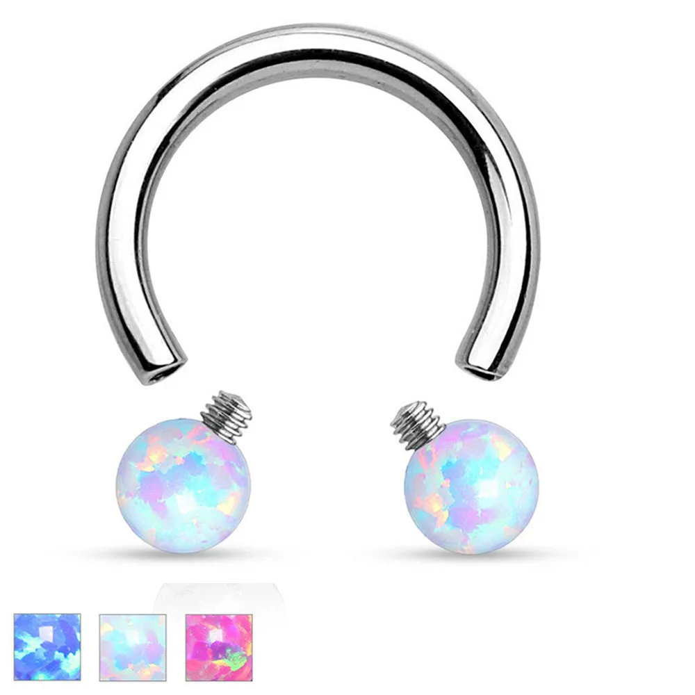 1PC 8-10mm C Shape Opal Nose Piercing Septum Ring Cheater Bead Nose Hoop Piercing Nariz Earring Fashion Faux Pircing Nez Steel