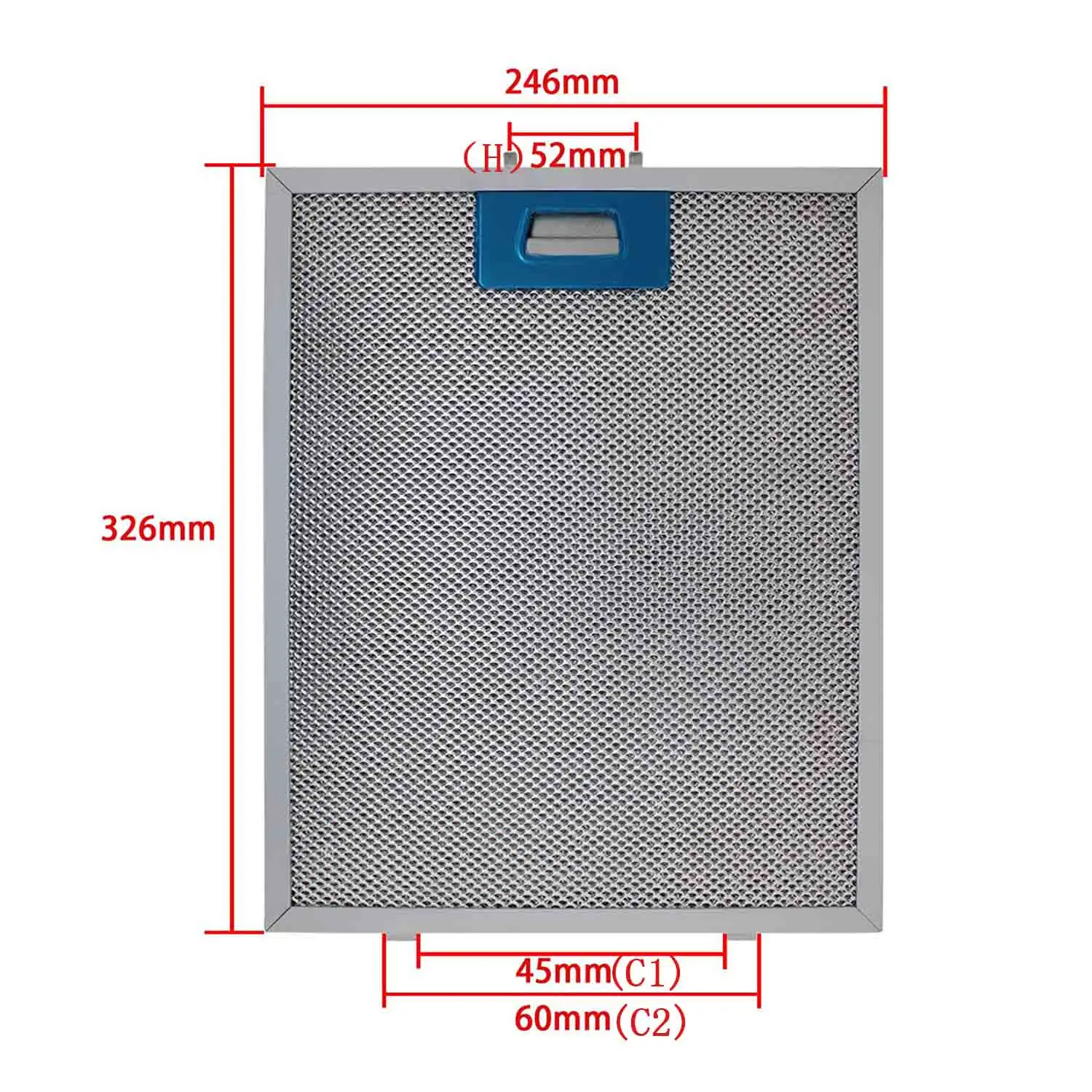 246X326 c1 4.5cm  C2 6 cm H 5.2cm range hood filter Exhaust hood metal dust filter Cooker Hood Mesh Filter Metal Grease Filter