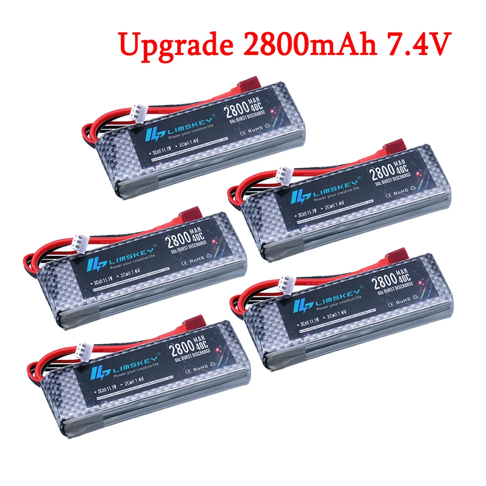 Per Wltoys 124019 2s 7.4 V 2800mAh batteria Lipo ricaricabile aggiornata per Wltoys 144001 124018 RC batteria per auto cingolata fuoristrada