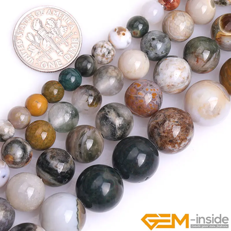 2mm Big Hole Bead Round Multicolor Ocean Agates Beads For Jewelry Making Strand 15 inch DIY Jewelry Bead For Bracelet Necklace