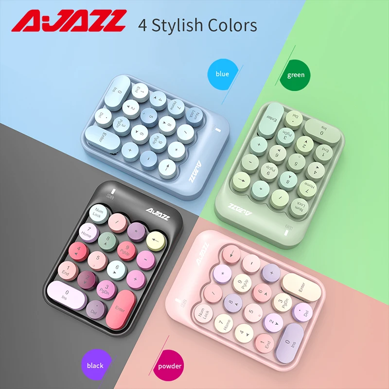 Ajazz AK18 Colorful 18 Keys Wireless Numeric Keypad 2.4G USB Mini Portable Numeric Computer Digital Keyboard PC Desktop Laptop