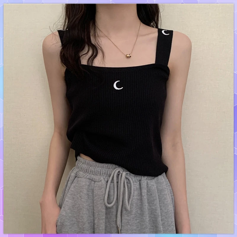 Plus Size Solid Crop Top Female Summer Sexy Knitted Vest Camis Women's Slim Basic Short  Tank Top Female Large Size Camisole 5XL