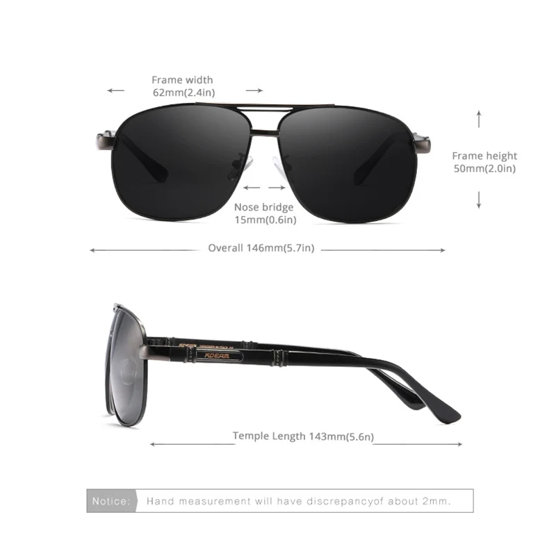 KDEAM Luxury Aluminum And Magnesium Men\'s Sunglasses Square Polarized Glasses Outdoor Goggles UV400 Customized Your Own Logo