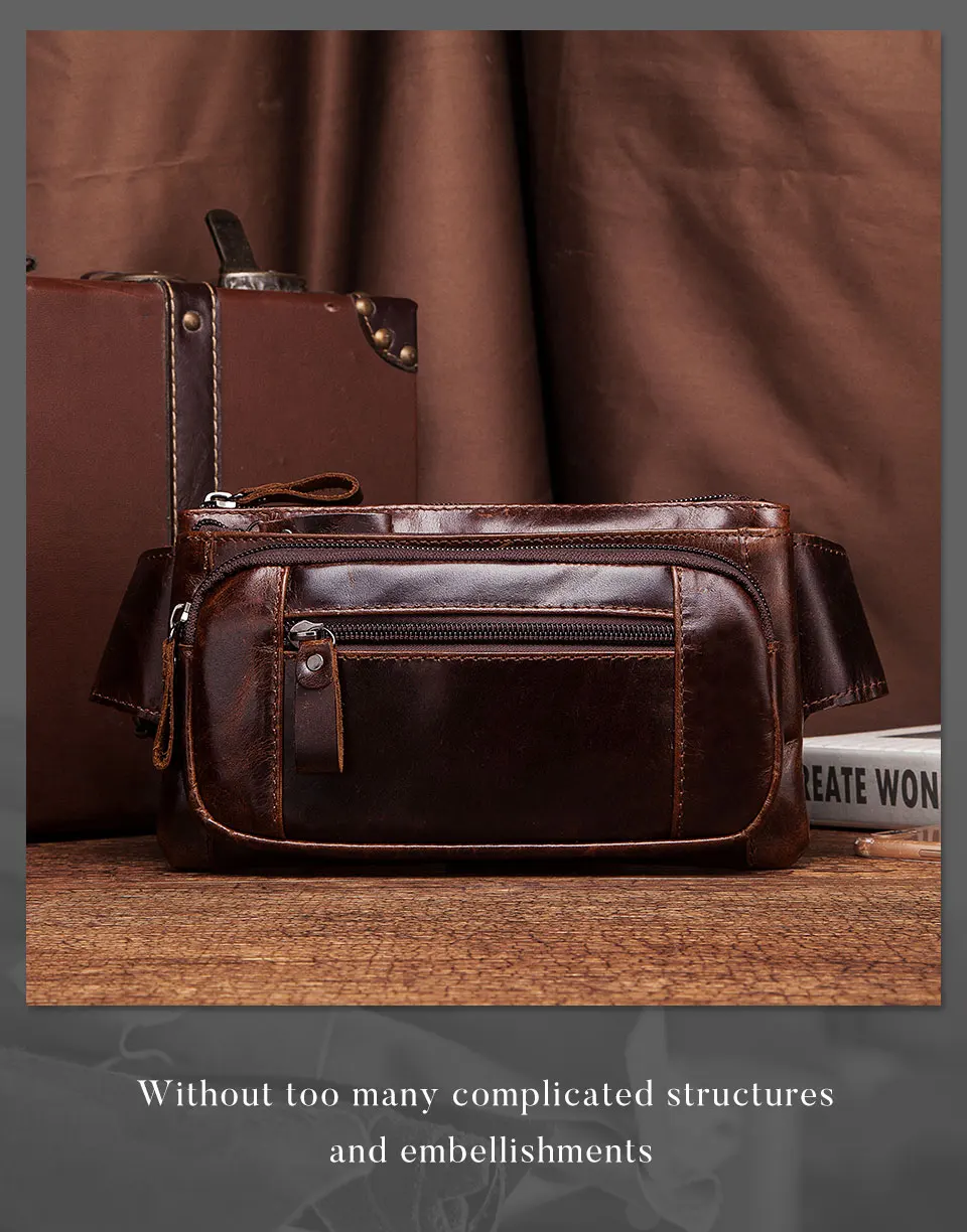 HUMERPAUL Mode Taille Packs Männer Echtes Leder Organizer Reise Brust Tasche Notwendigkeit Taille Gürtel Handy Kleine Bum Tasche – Detail 1