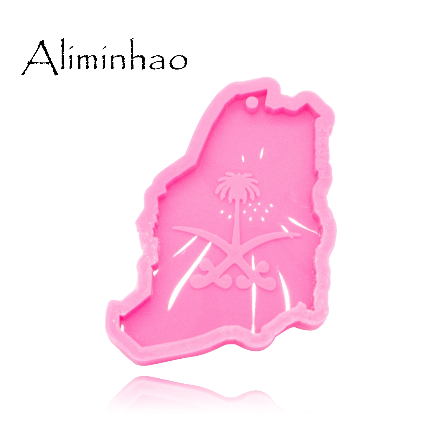 DY0425 Shiny Glossy Saudi Arabia Map Shape Necklace Jewelry Epoxy Mould Crafting Keychain Silicon Resin Silicone