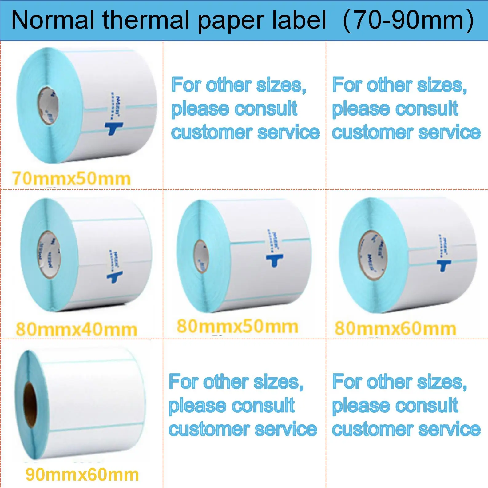 Waterproof 70 80 90MM Width Blank White Direct Print Thermal Paper Sticker for Bar code Label Price Tag in Roll Oil-proof