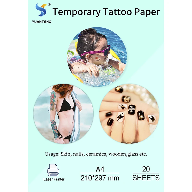 Laser Temporary Tattoo Stencil Transfer Paper Sheet A4 size Tattoo DIY Transfer Decal Paper for Laser Printers Tattoo Supplies