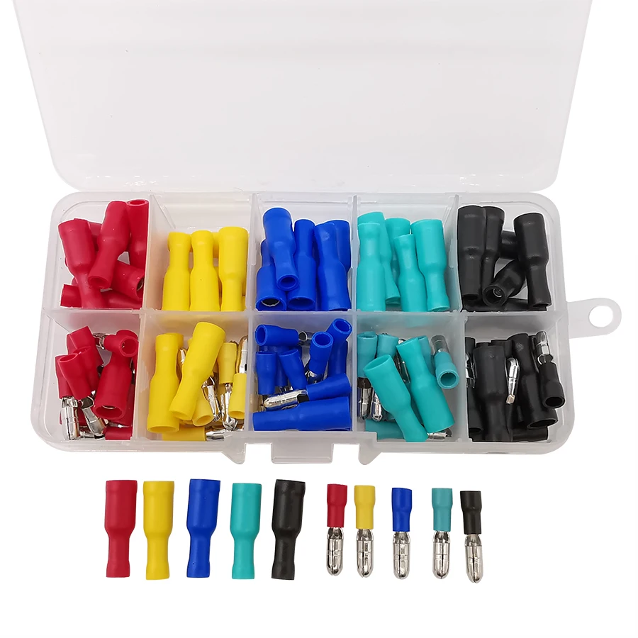 

100Pcs/Box Female and Male Insulated Bullet Terminals Electrical Crimp Wire Connector FRD2-156 MPD2-156