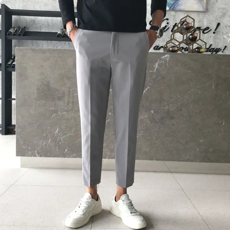 Capri Dress Pants Men Casual Long Pants Spring Slim Fit Pants Men Dress Pants Plus Size Classic Suit Pant Men Office Trousers