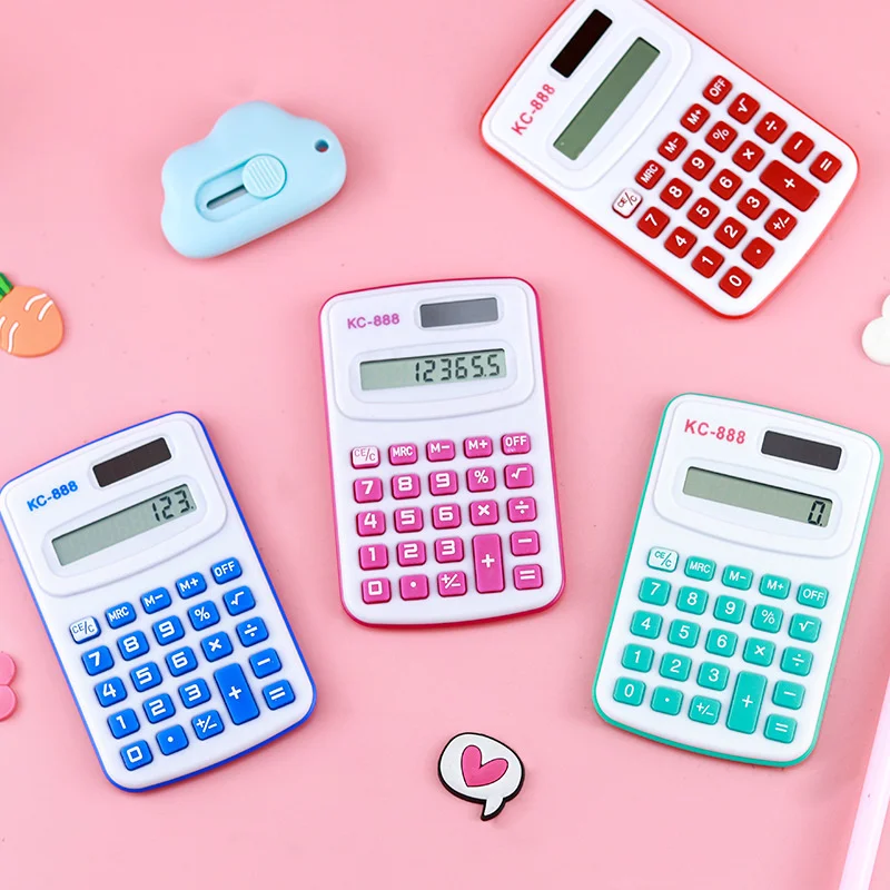 Mini Calculator Children\'s Portable Calculator Candy Color Design Cute 8 Digits LED Calculatrice Student Calculator