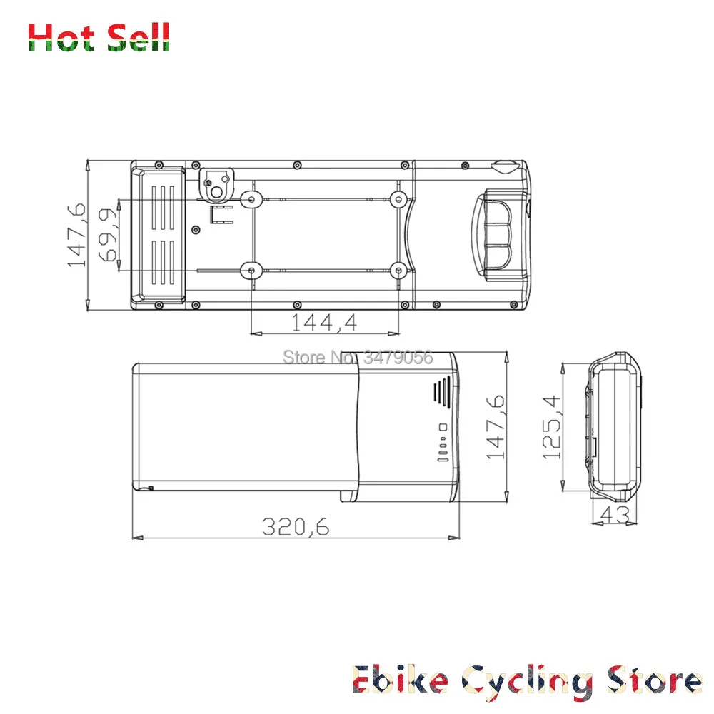 Rear Rack Carrier City Bike Ebike Battery Box 24v 36v 48V 40 pcs 18650 Cells Ansmann E-bike Battery Box Replace Repair