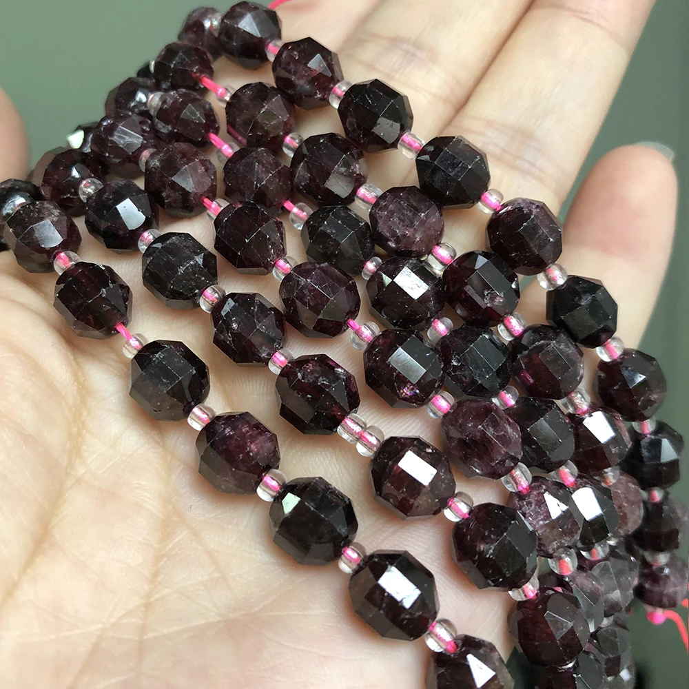 AAA Natürliche Facettierten Roten Granat Stein Zubehör Perlen Lose Spacer Perlen Für Schmuck Machen DIY Armband Halskette