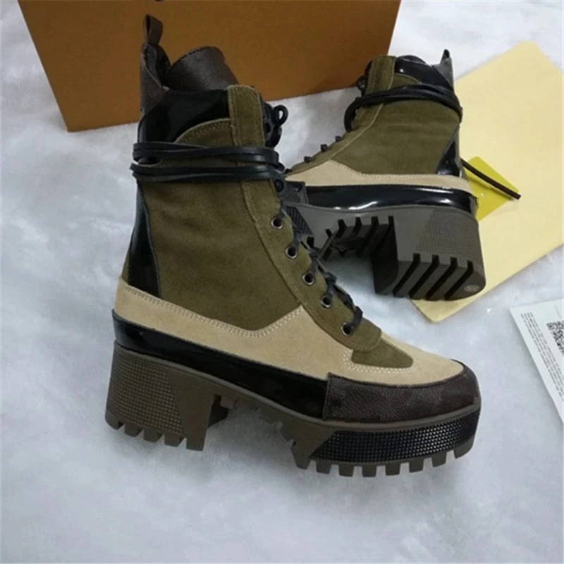 Winter Chunky Heel Ladies Snow Boots Motorcycle Thick Soled Botas De Mujer Lace up Punk Luxury Brand Shoes Women Sapato Feminino