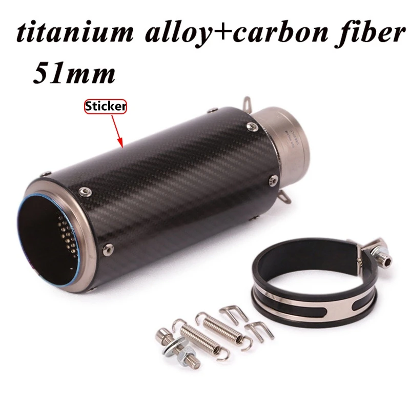 60mm/51mm Motorcycle Exhaust Carbon Fiber Titanium Alloy Racing Sport Motorbike for Laser Sticker S1000RR CBR1000