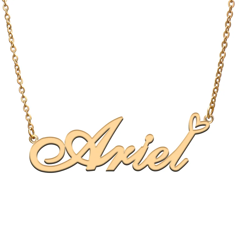 

Ariel Name Tag Necklace Personalized Pendant Jewelry Gifts for Mom Daughter Girl Friend Birthday Christmas Party Present